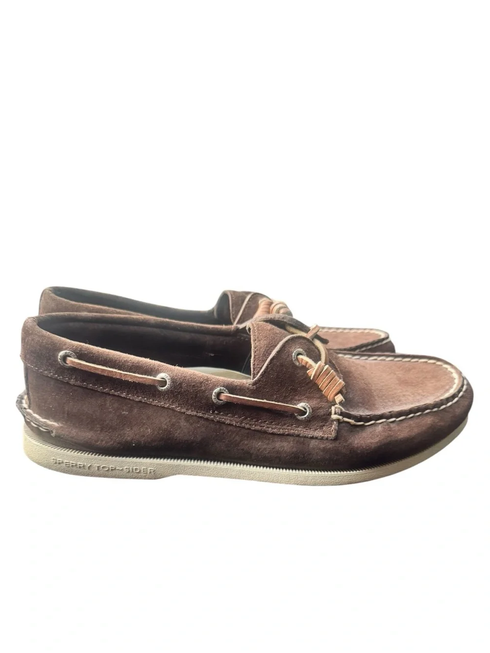 Sperry Top-Sider Brown Suede Boat Shoes Men’s 10.5 Leather Moc Loafers GUC